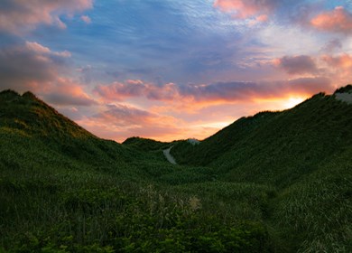 Rödhus im Abendlicht