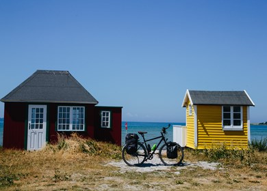 Ärö Strand mit Badehäuschen